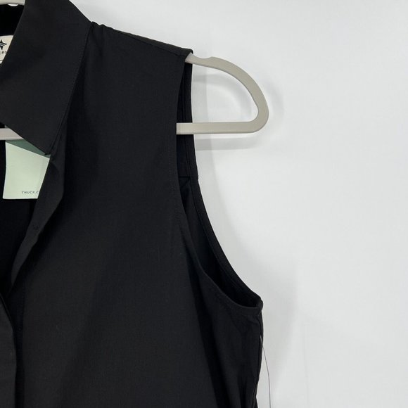 Tuckernuck Women's Black Sleeveless Charlie Shirt Dress Stretch Sheen sz XS NWT - Picture 4 of 10